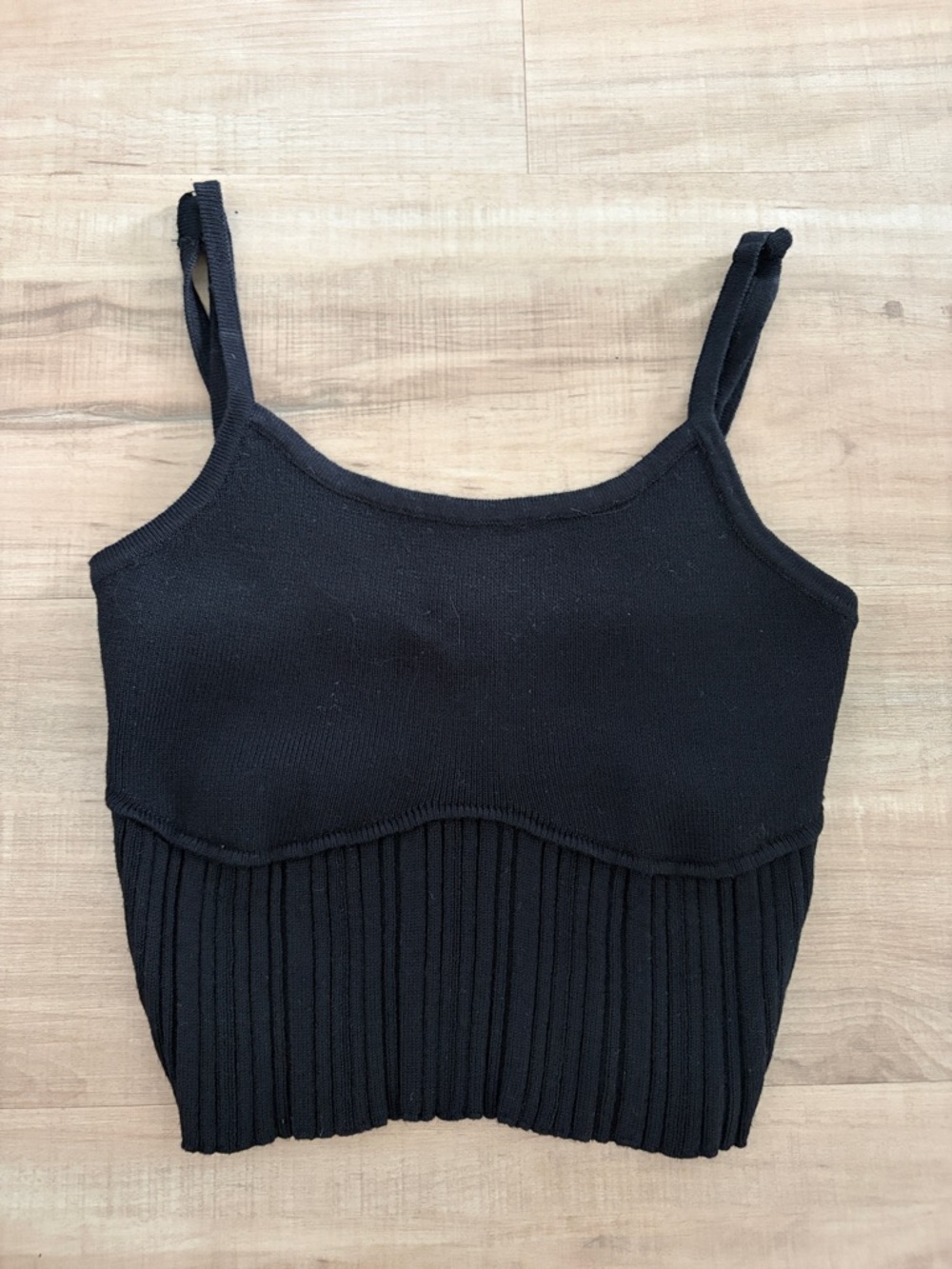 Forever 21 Black Ribbed Cropped Tank
